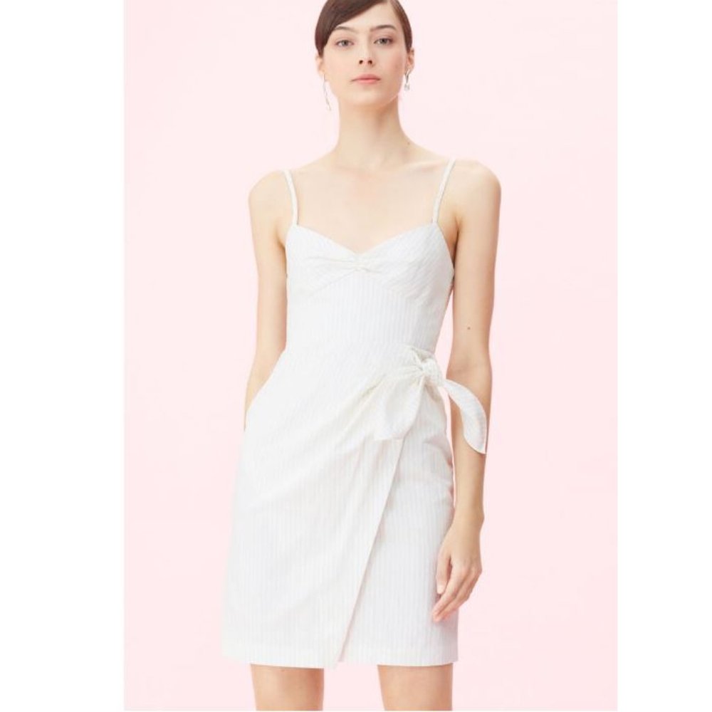 New Rebecca Taylor Pinstripe Linen Wrap Dress 12